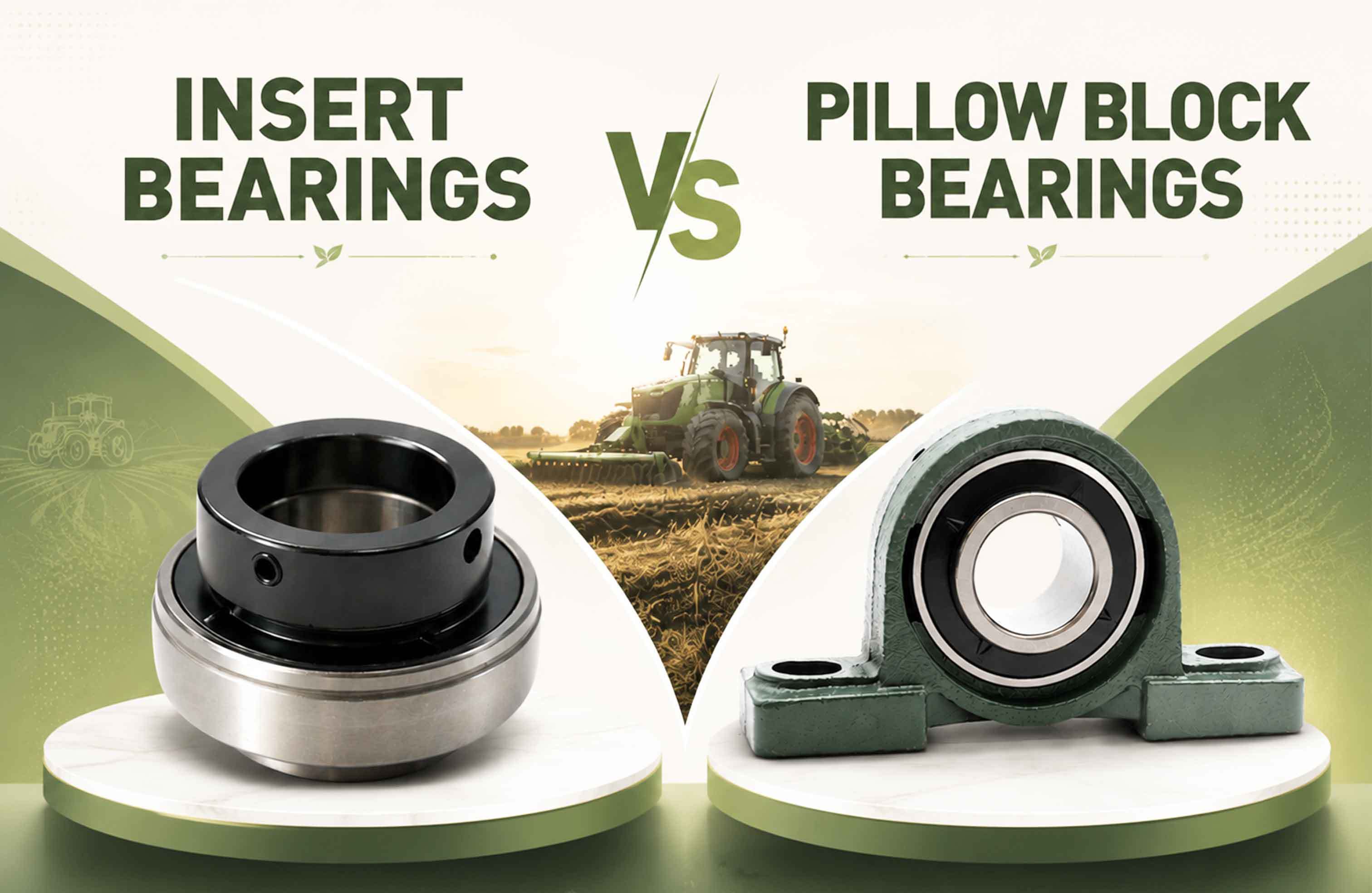 최신 회사 블로그 Insert Bearings vs Pillow Block Bearings: Complete Guide for Agricultural Machinery